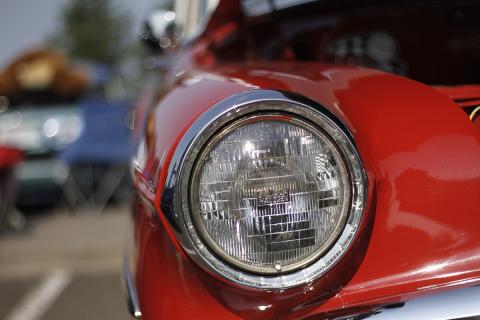 Close up of a classic car headlight