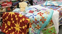 Colorful quilts on display